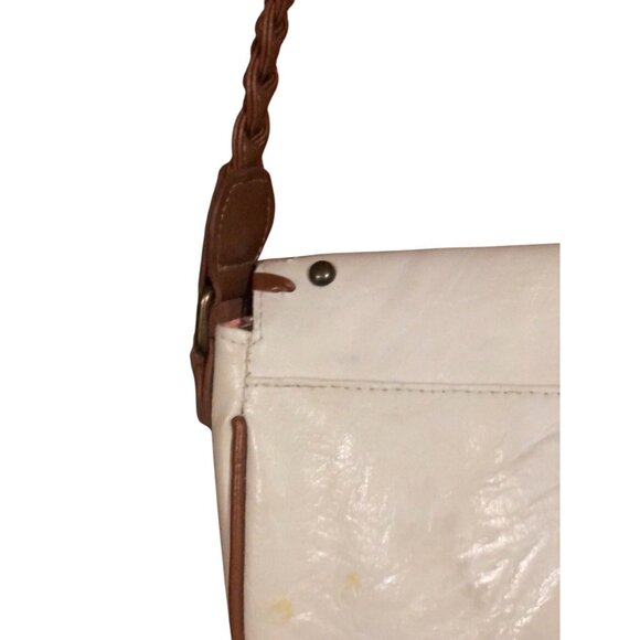 American Rag Pink Rose Vine Cream Boho Cottage Crossbody Bag Brown Braided Strap - Picture 13 of 16